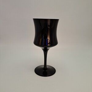 Vintage MCM Black Amethyst Glass Goblet